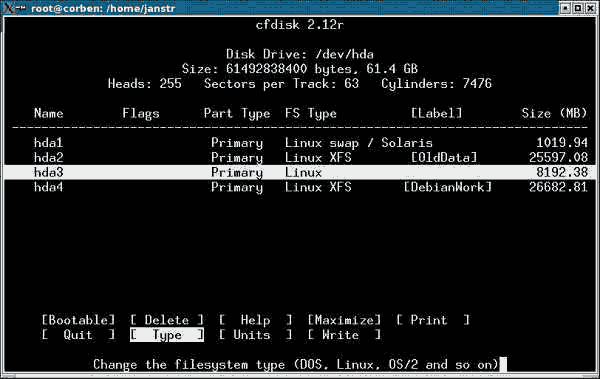 Type of a partition 1 Type of a partition 1