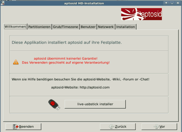 Begrüßung - aptosid-Installer aptosid-Installer1