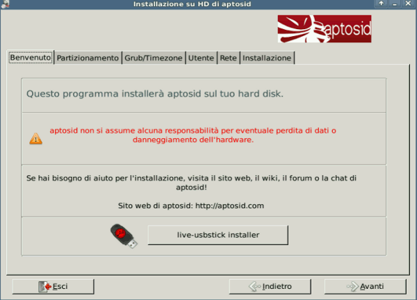 Welcome tab - aptosid Installer aptosid-Installer1