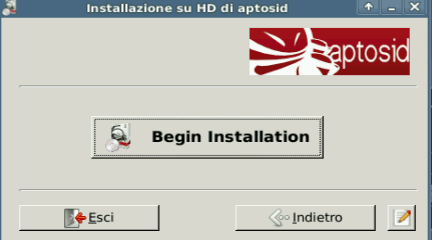 Begin Installation - aptosid Installer Begin Installtion