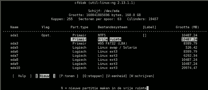 Create a new partition Create a new partition