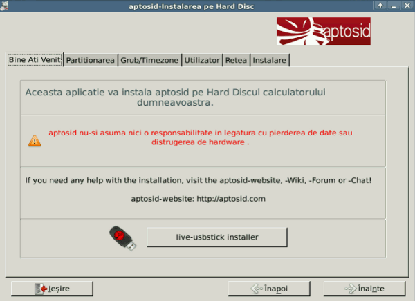 Welcome tab - aptosid Installer aptosid-Installer1