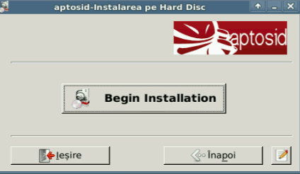 Begin Installation - aptosid Installer Begin Installtion