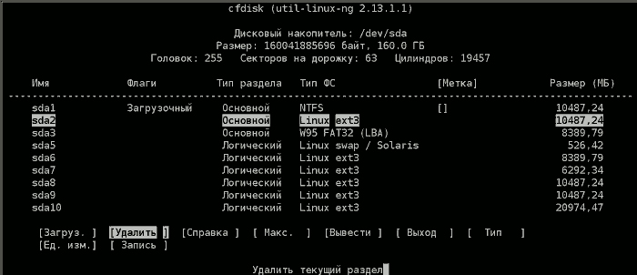 Delete a partition Delete a partition